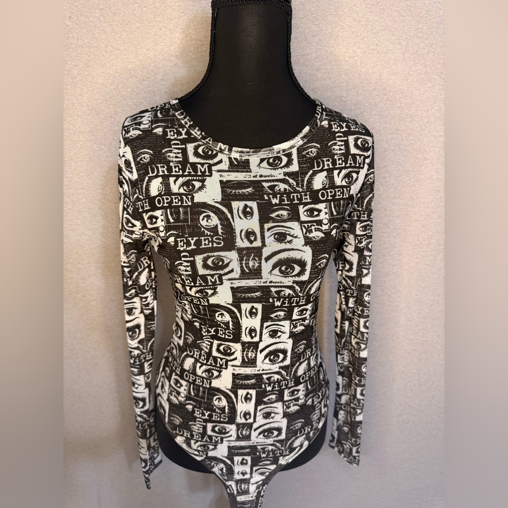Graphic Long Sleeve Top - Black and White